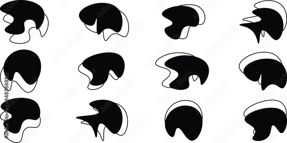 Aufkleber liquid irregular blob shapes. abstract elements graphic flat style design. simple fluid circle shape