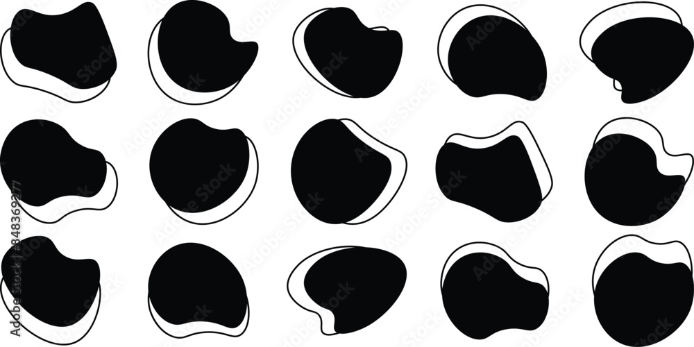 Poster liquid irregular blob shapes. abstract elements graphic flat style design. simple fluid circle shape