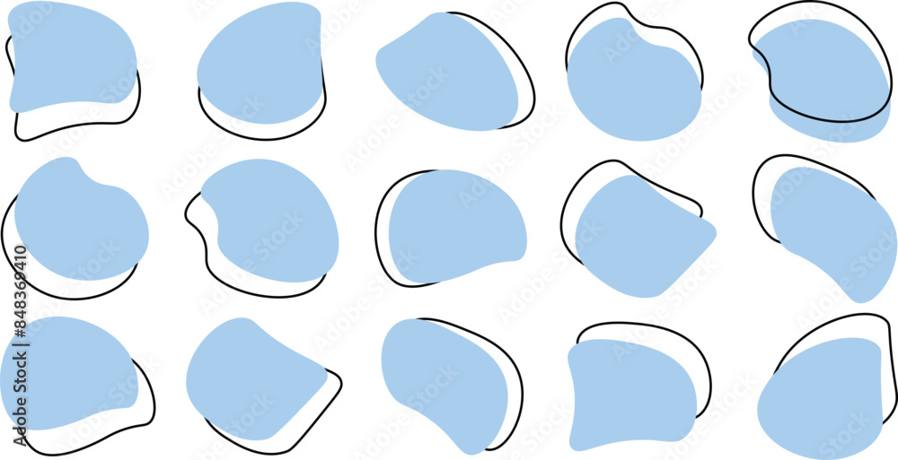 Poster liquid irregular blob shapes. abstract elements graphic flat style design. simple fluid circle shape