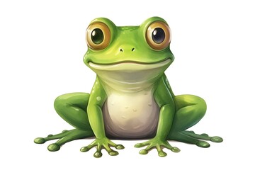 Fototapeta premium A cute frog clipart, animal element, watercolor illustration, isolated on white background