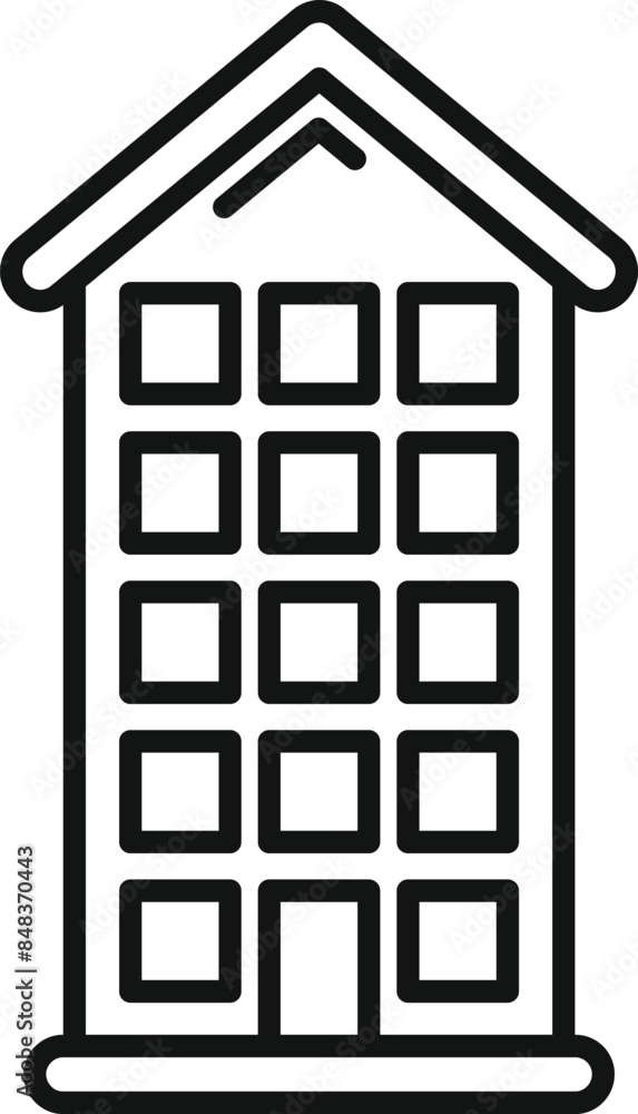 Poster simple line art icon of a tall building with multiple floors