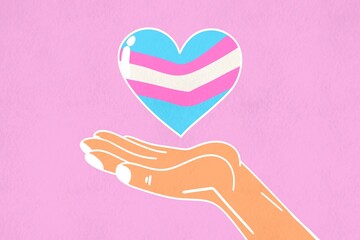 Illustrative pride day theme with heart in hand