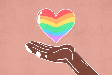 Pride day celebration with rainbow heart illustration
