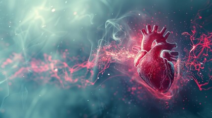 Heart and Electrocardiogram Against a Clean, Minimalist White Background Emphasizing Cardiac Health and Medical Precision