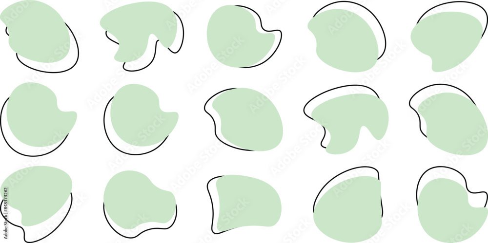 Poster liquid irregular blob shapes. abstract elements graphic flat style design. simple fluid circle shape