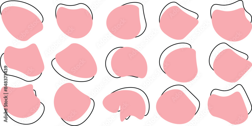 Poster liquid irregular blob shapes. abstract elements graphic flat style design. simple fluid circle shape