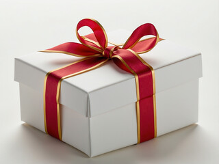 Fototapeta premium Gift box with red ribbon isolated on White background
