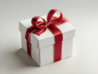 Obraz premium Gift box with red ribbon isolated on White background