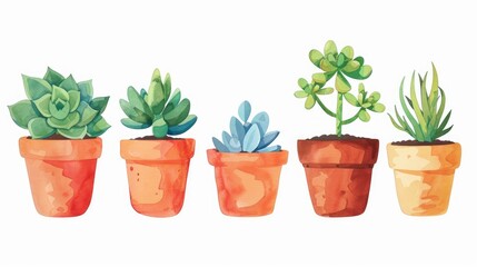 Fototapeta premium Illustration of potted succulents in a stylish icon design