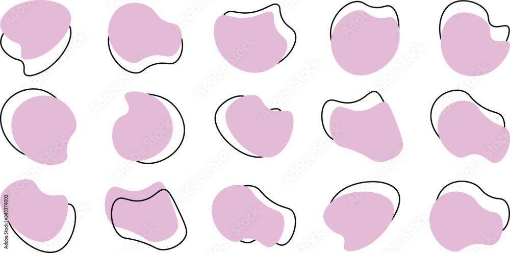 Poster liquid irregular blob shapes. abstract elements graphic flat style design. simple fluid circle shape