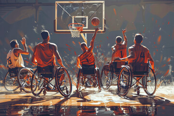 "Wheelchair Basketball Showdown: Elite Athletes Showcase Determination, Skill, and Speed in Intense Competition"
