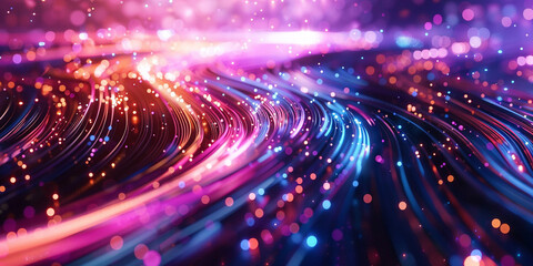 Vibrant Neon Light Trails in a Futuristic Urban Landscape