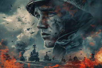 "Battlefield Chronicles Unleashed: A Jaw-Dropping 8K Hyper-Realistic Movie Poster Depicting World War 2 Allies vs Axis Conflict"