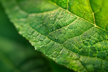 Obraz premium Close-up of green leaf with bright light