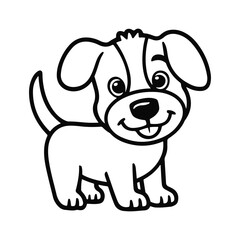 Dog Character Vector, Coloring Book Page with Dog, Coloring page outline of a cute puppy, illustration of coloring pages or books for children