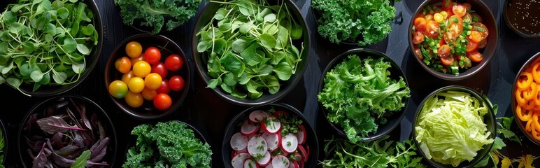 A salad bar featuring fresh greens