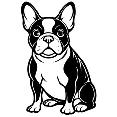 single french bulldog with sitting style logo icon silhouette