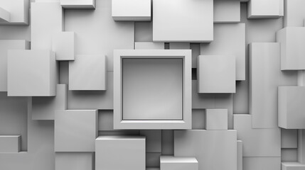 A white wall with a square frame in the middle. Abstract  frame 