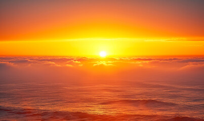 Fototapeta premium Golden Sunset Over Pacific Ocean with Vibrant Sky and Tranquil Waters, Perfect for Relaxation and Nature Concepts