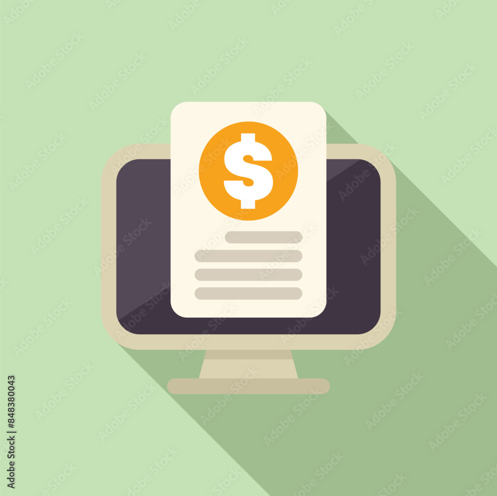 Poster online invoice being displayed on a computer screen, representing digital payment and billing