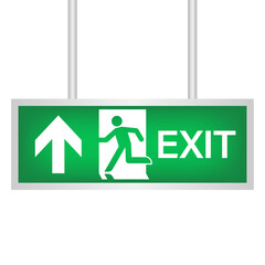 Exit Sign. Fire Exit Sign. Emergency Fire Exit Sign. Vector Illustration Isolated on White Background. 