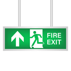 Exit Sign. Fire Exit Sign. Emergency Fire Exit Sign. Vector Illustration Isolated on White Background. 