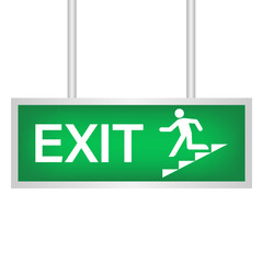 Exit Sign. Fire Exit Sign. Emergency Fire Exit Sign. Vector Illustration Isolated on White Background. 