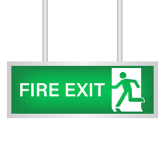 Exit Sign. Fire Exit Sign. Emergency Fire Exit Sign. Vector Illustration Isolated on White Background. 