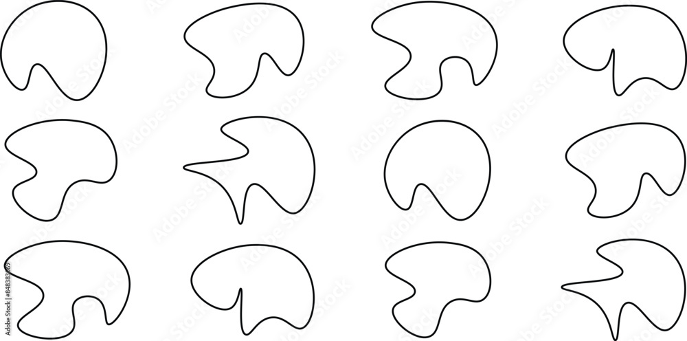 Poster liquid irregular blob shapes. abstract elements graphic flat style design. simple fluid circle shape