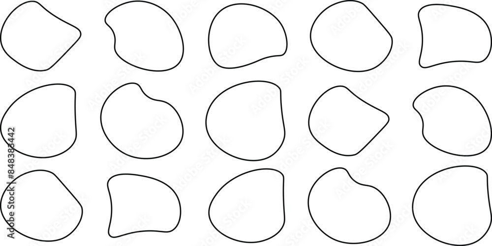 Poster liquid irregular blob shapes. abstract elements graphic flat style design. simple fluid circle shape