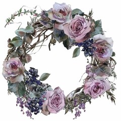 Watercolor beautiful magical wreath with peonies 