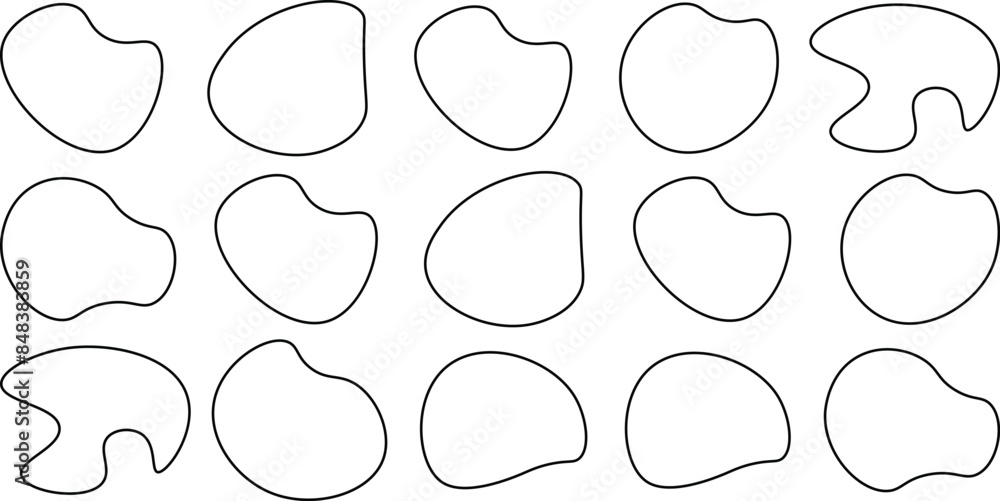 Poster liquid irregular blob shapes. abstract elements graphic flat style design. simple fluid circle shape