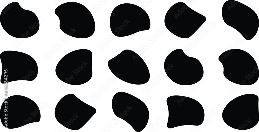 Poster liquid irregular blob shapes. abstract elements graphic flat style design. simple fluid circle shape