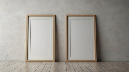 Mockup of poster, photo frame on white wall background