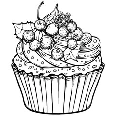 Vector  Cupcake on white background