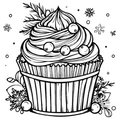 Vector  Cupcake on white background