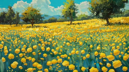 Obraz premium Field of yellow flowers
