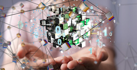 data Internet infrastructure concept. Abstract technology background. 3D rendering.