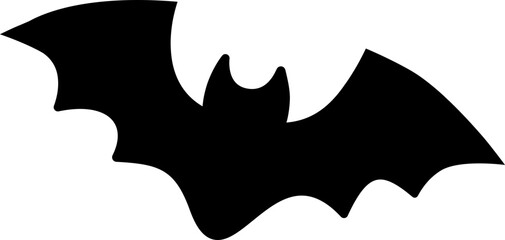 Silhouette of a Flying Bat on White Background