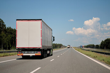 Semi-Trailer Truck On Highway Goods Shipping Logistics