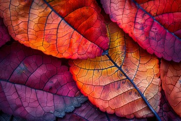 close up of autumn leaves macro