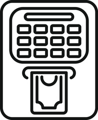 Atm cash machine is withdrawing money banknote finance icon outline