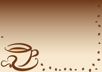 1 ottobre - Giornata internazionale del caffè - Grafica vettoriale - colore marrone e crema - caffè e chicchi - Tazzina da caffè espresso - ideale per siti Web, diapositive, blog, banner, cartoline, 