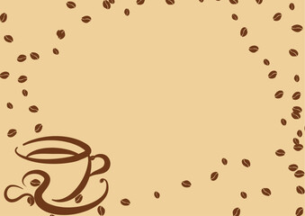 1 ottobre - Giornata internazionale del caffè - Grafica vettoriale - colore marrone e crema - caffè e chicchi - Tazzina da caffè espresso - ideale per siti Web, diapositive, blog, banner, cartoline, 