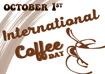 1 ottobre - Giornata internazionale del caffè - Grafica vettoriale - colore marrone e crema - caffè e chicchi - Tazzina da caffè espresso - ideale per siti Web, diapositive, blog, banner, cartoline, 