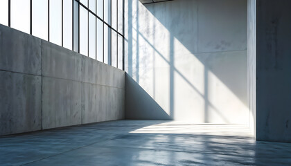 Obraz premium Modern light Gray Background for Product Display, slide shows with Window Light and Shadows