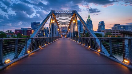 Shelby Street Pedestrian Bridge at dusk, Nashville, Tennessee