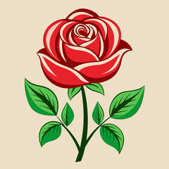  rose with leaves vector illustration