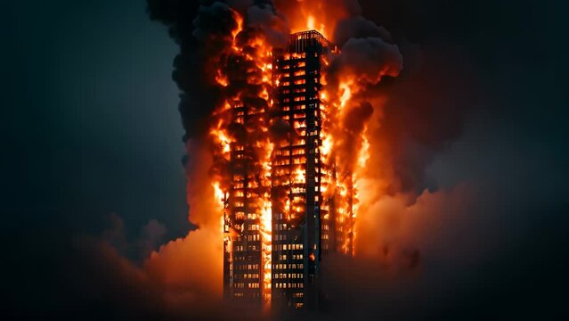 Skyscraper Engulfed in Flames