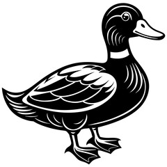 duck isolated on white background silhouette vector illustration